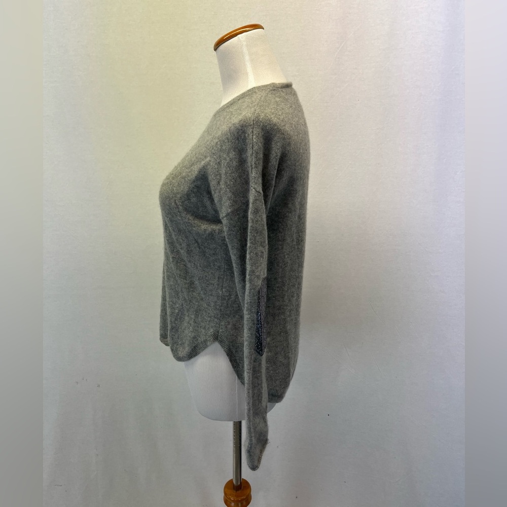 Zadig & Voltaire Gray 100% Cashmere Kimmy Patch Long Sleeve Sweater Top Sz. S - Picture 3 of 7